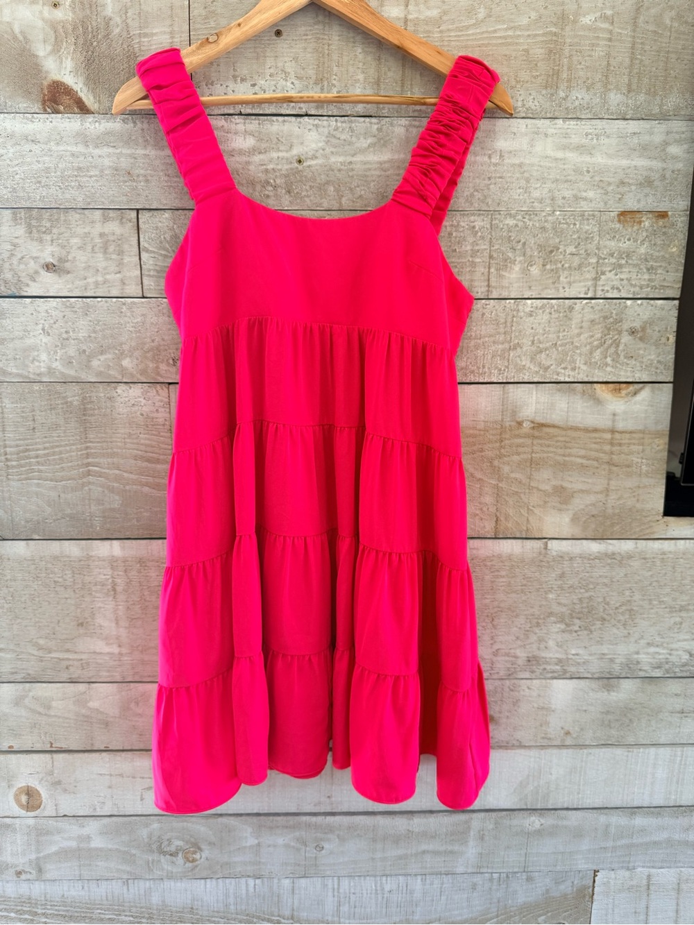 Amanda Uprichard Bright Pink Tiered Sleeveless Dress